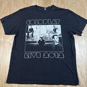 Coldplay Shirt Mens Large Black Live 2012 Concert Tour Band Rock Graphic